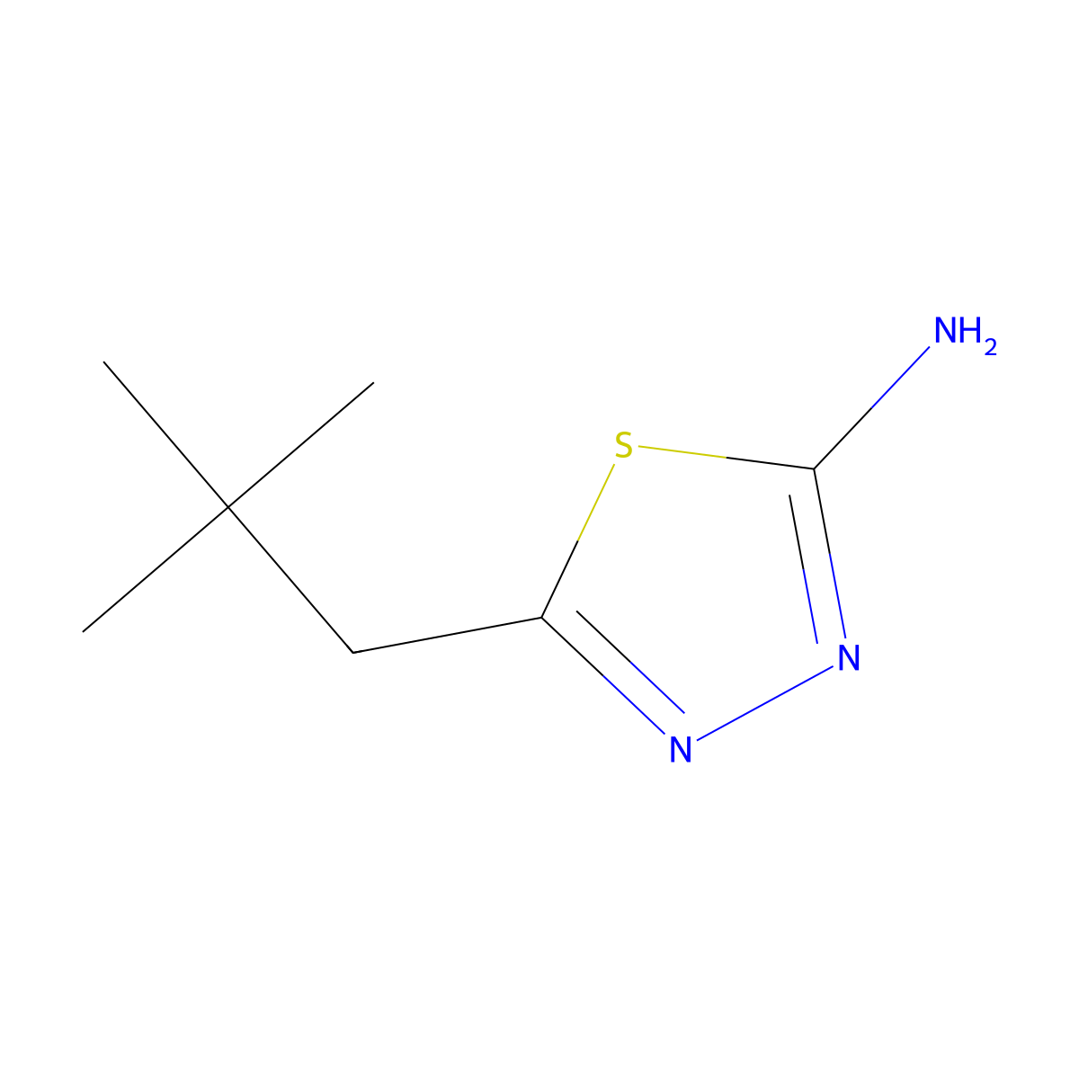 5-(2,2-Dimethylpropyl)-1,3,4-thiadiazol-2-amine molecular structure, CAS 141187-32-8