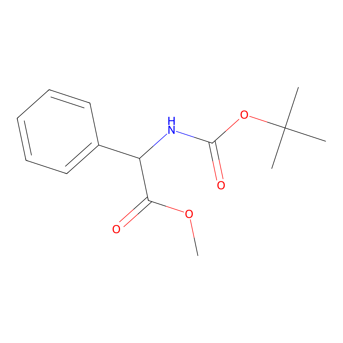 Alfa-[[(1,1-dimethylethoxy)carbonyl]amino]-benzenacetic acid methyl ester molecular structure, CAS 141190-94-5