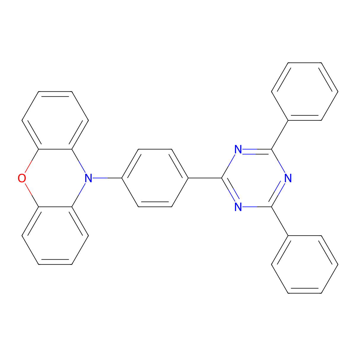 Phenoxazine-2,4,6-triphenyl-1,3,5-triazine molecular structure, CAS 1411910-25-2