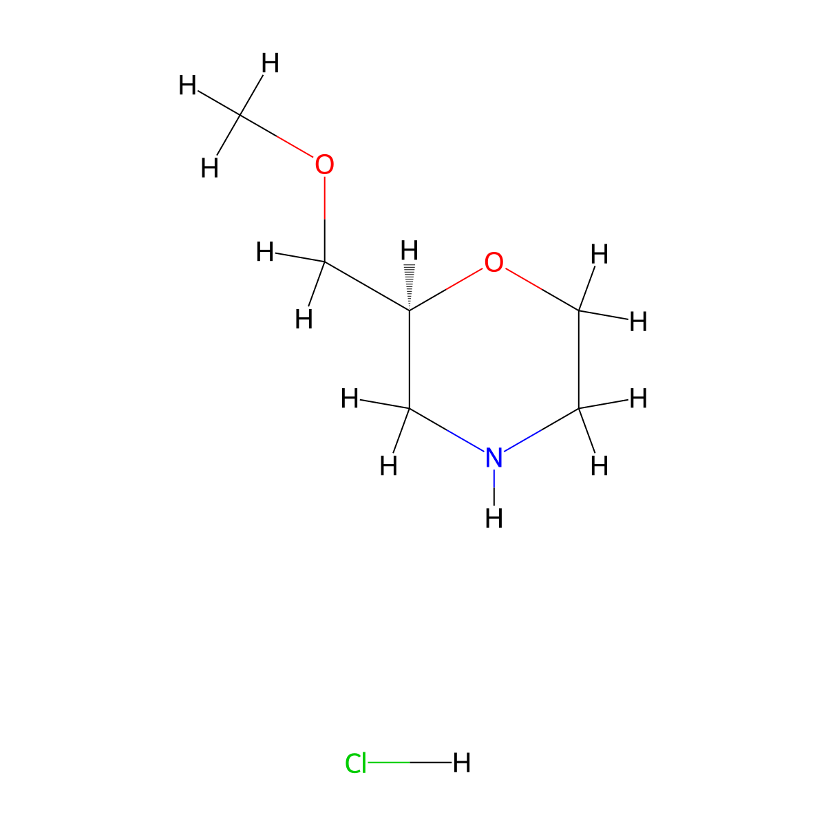 (2S)-2-(methoxymethyl)morpholine hydrochloride molecular structure, CAS 141196-38-5