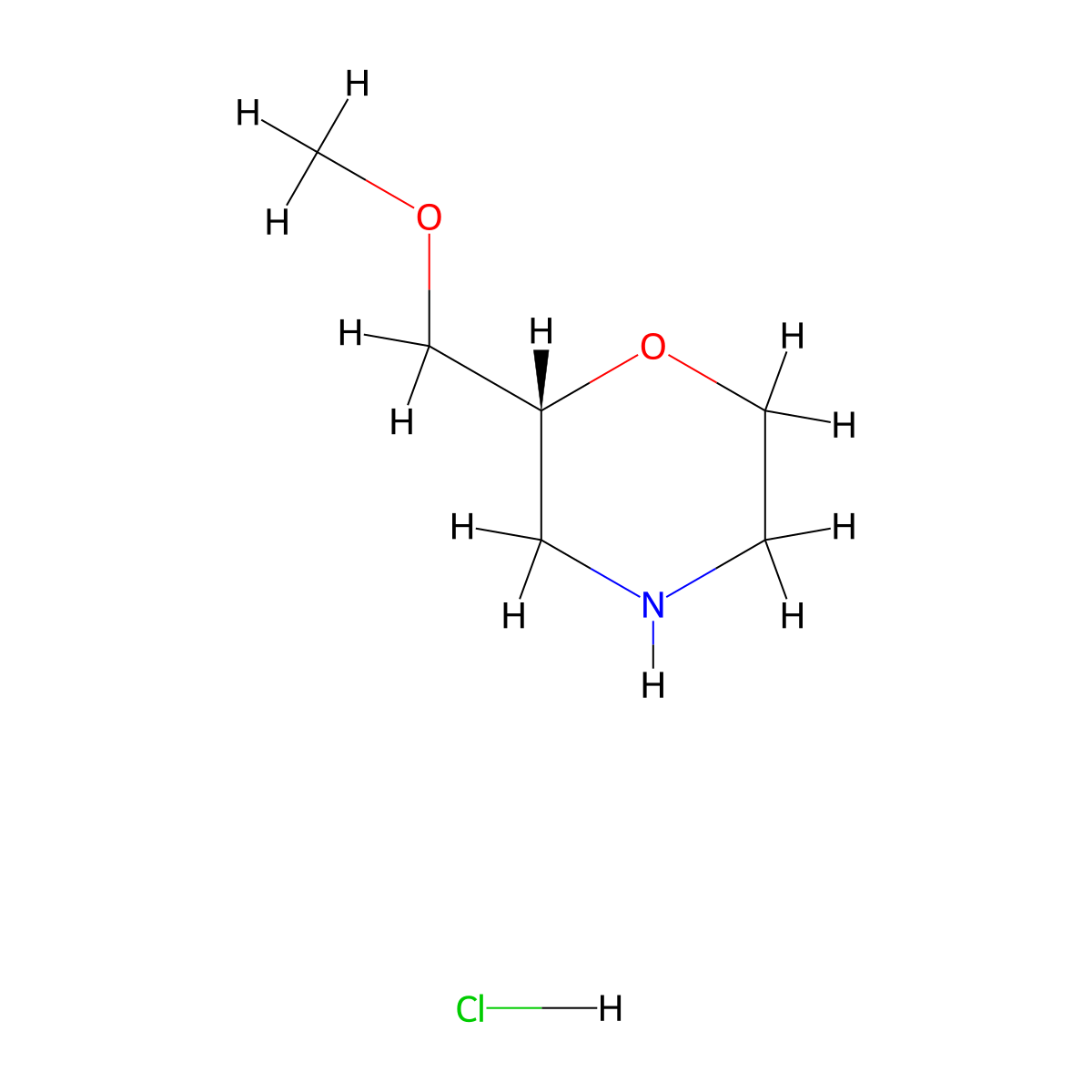 (2R)-2-(methoxymethyl)morpholine hydrochloride molecular structure, CAS 141196-39-6