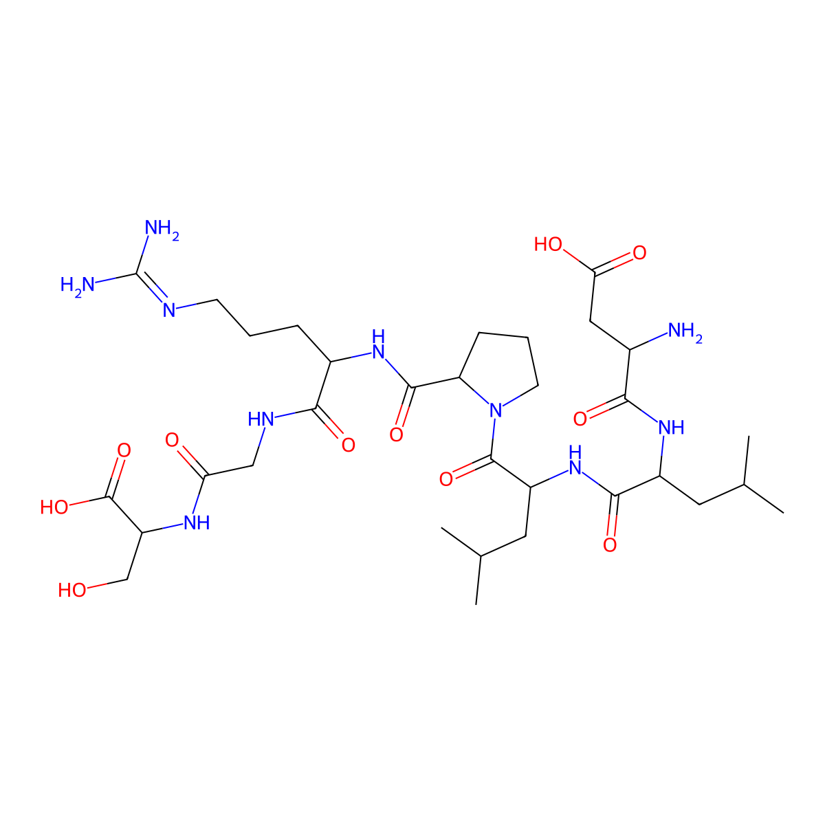 H-Asp-Leu-Leu-Pro-Arg-Gly-Ser-OH molecular structure, CAS 1411976-18-5