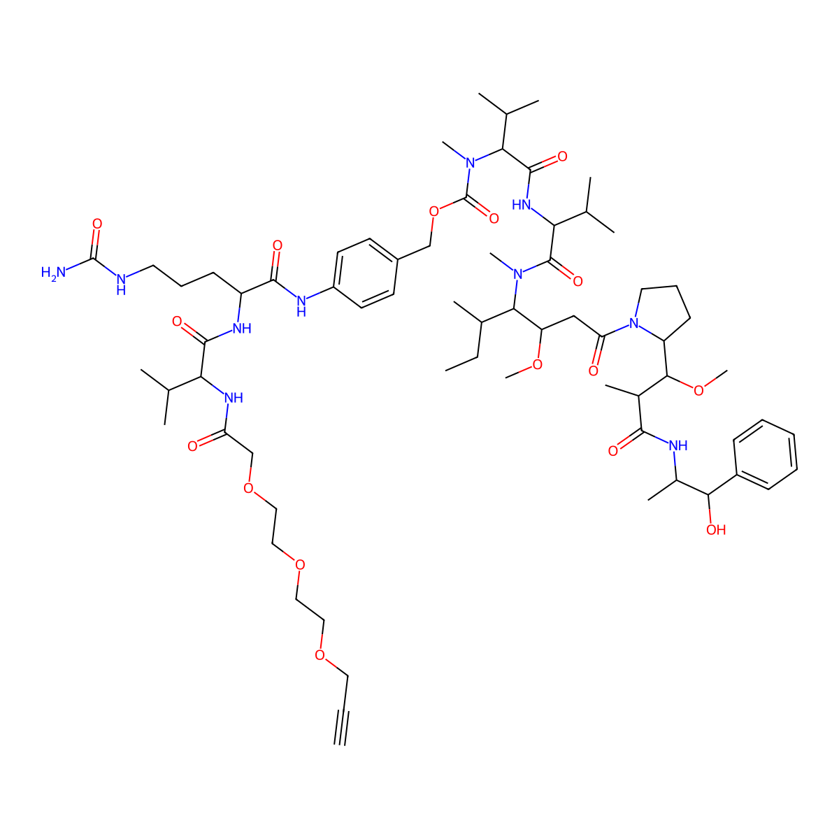 Acetylene-linker-Val-Cit-PABC-MMAE molecular structure, CAS 1411977-95-1