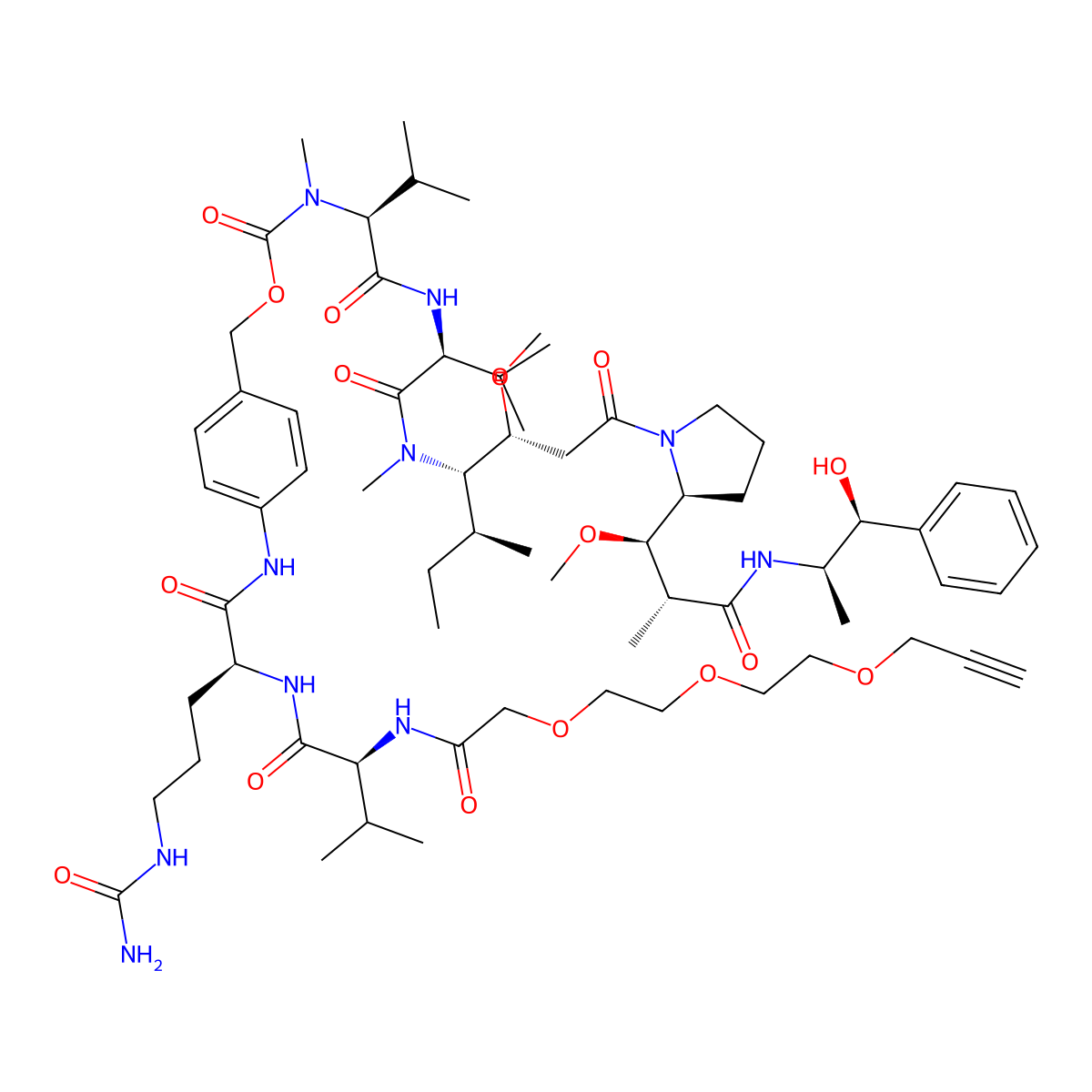 Acetylene-linker-Val-Cit-PABC-MMAE molecular structure, CAS 1411977-95-1