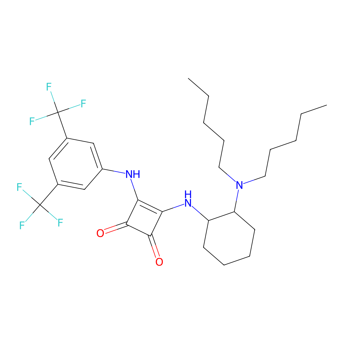 3-[[3,5-bis(trifluoroMethyl)phenyl]aMino]-4-[[(1S,2S)-2-(dipentylaMino)cyclohexyl]aMino]-3-Cyclobutene-1,2-dione molecular structure, CAS 1411983-41-9