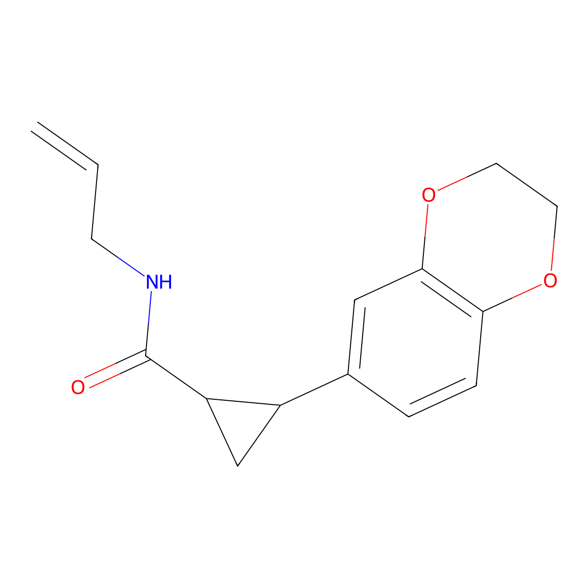 N-allyl-2-(2,3-dihydrobenzo[b][1,4]dioxin-6-yl)cyclopropanecarboxamide molecular structure, CAS 1411989-93-9