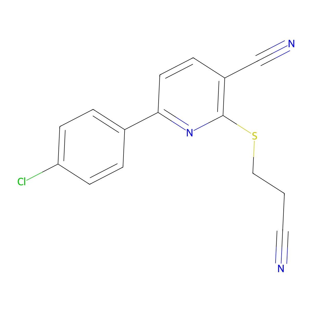 6-(4-Chlorophenyl)-2-((2-cyanoethyl)thio)nicotinonitrile molecular structure, CAS 1411990-17-4