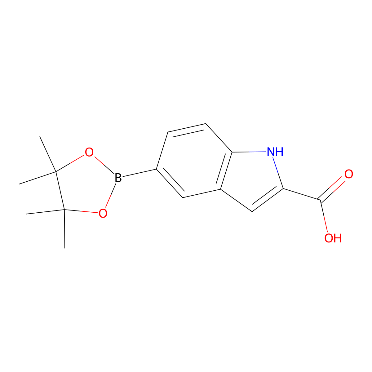 5-(Tetramethyl-1,3,2-dioxaborolan-2-yl)-1H-indole-2-carboxylic acid molecular structure, CAS 1411992-57-8