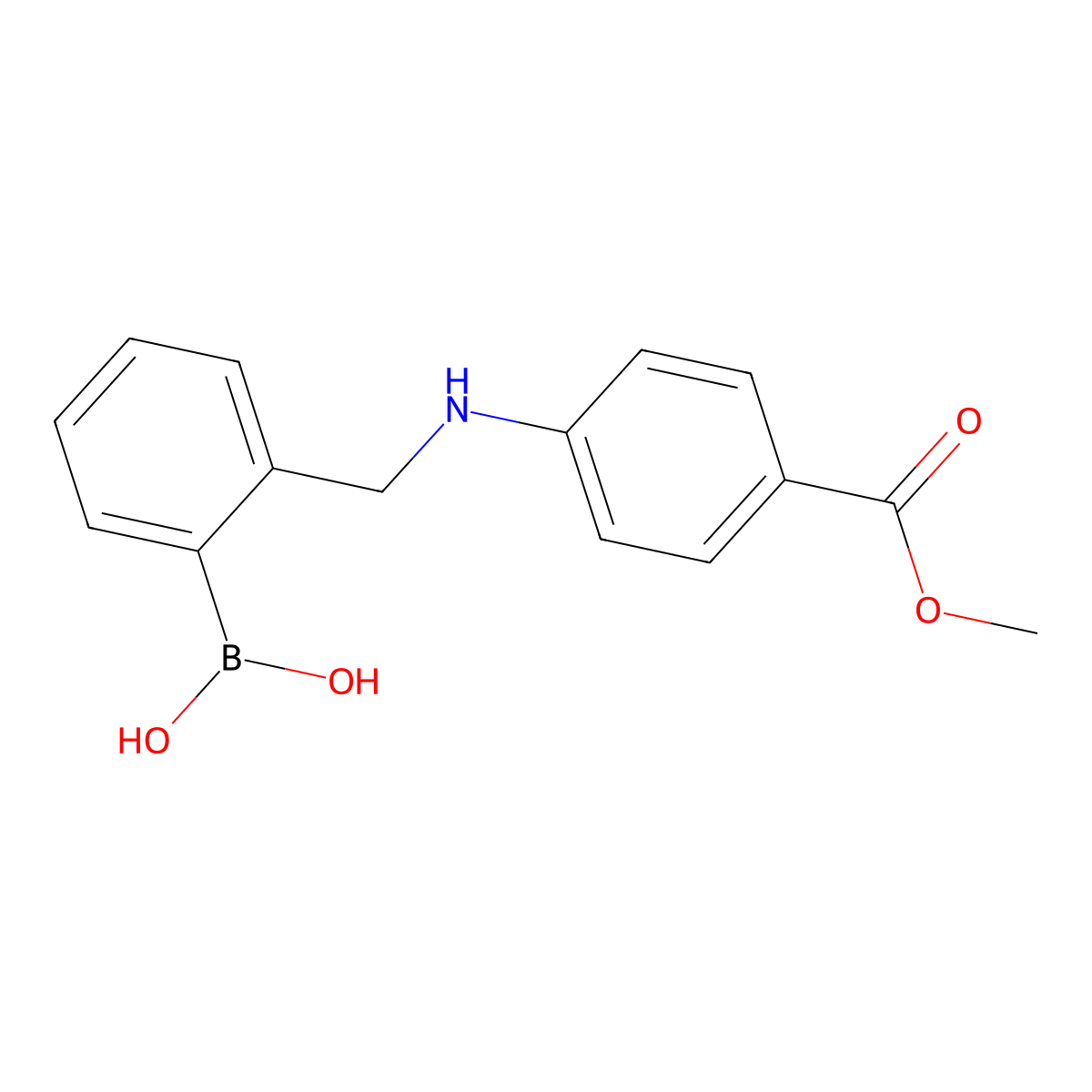 (2-(((4-(Methoxycarbonyl)phenyl)amino)methyl)phenyl)boronic acid molecular structure, CAS 1411993-34-4