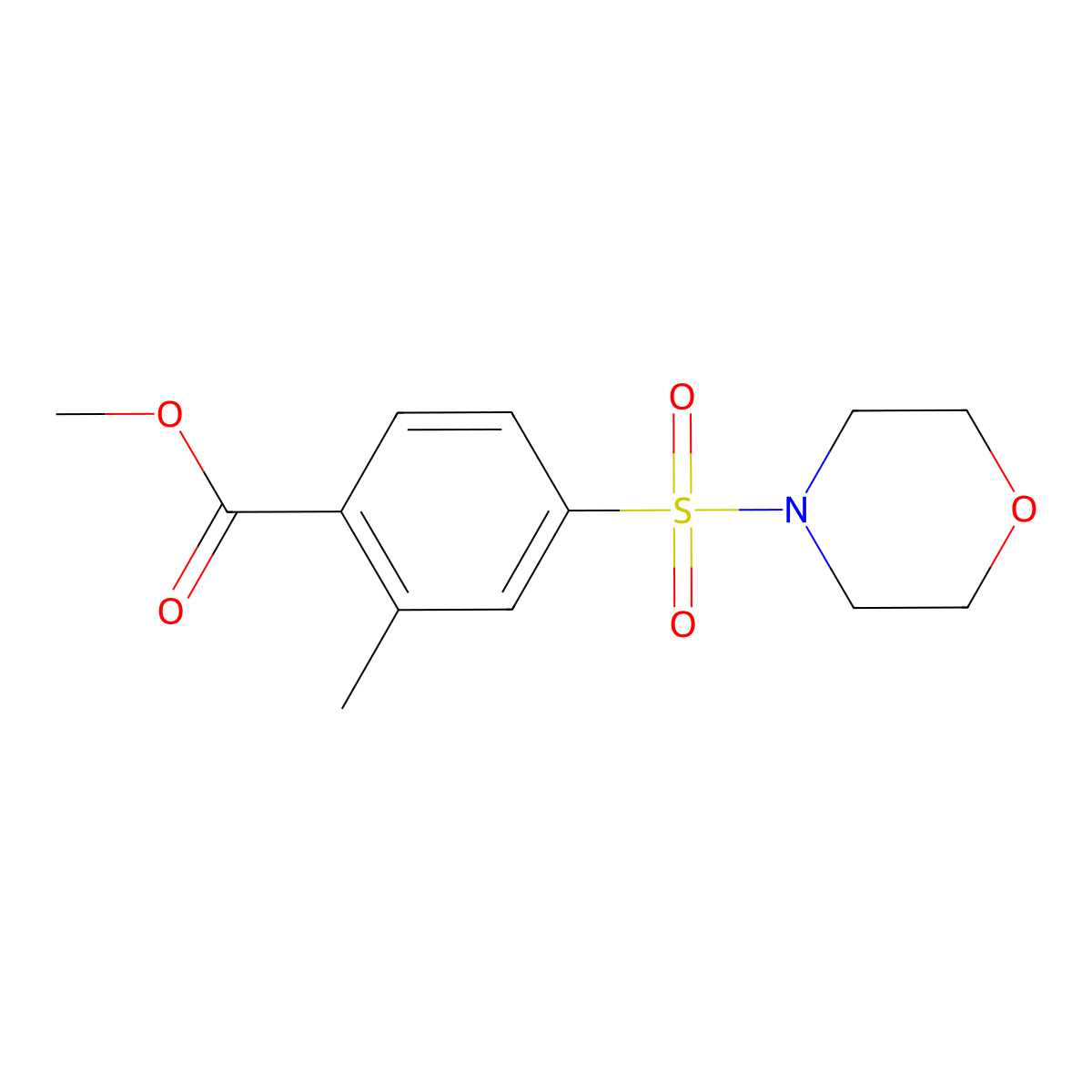 Benzoic acid, 2-methyl-4-(4-morpholinylsulfonyl)-, methyl ester molecular structure, CAS 1412009-62-1