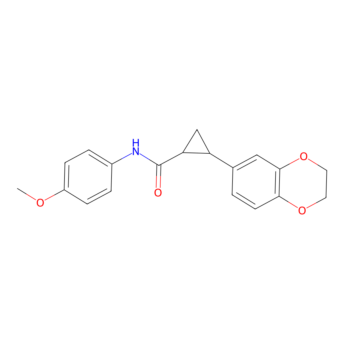 2-(2,3-dihydro-1,4-benzodioxin-6-yl)-N-(4-methoxyphenyl)cyclopropanecarboxamide molecular structure, CAS 1412009-64-3