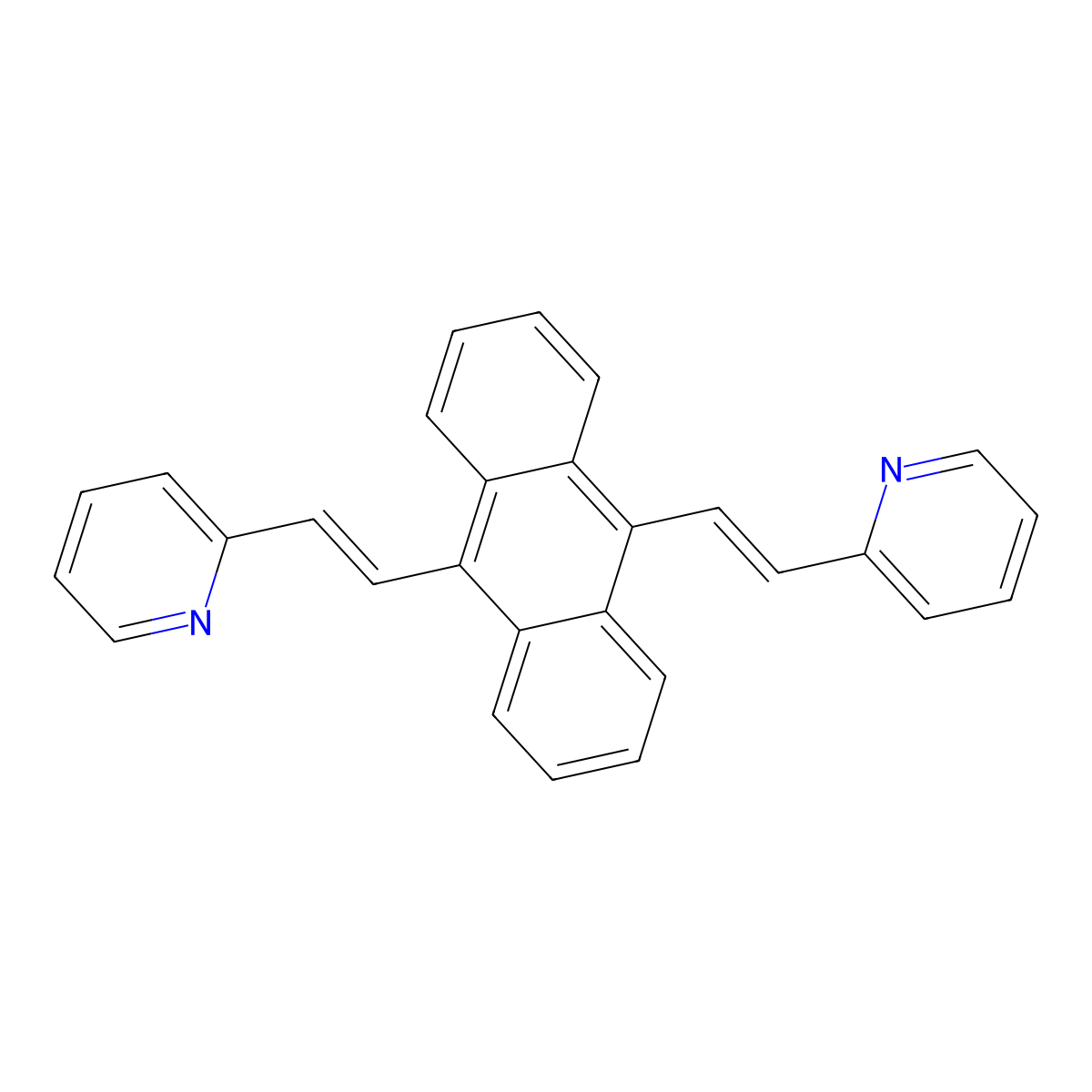 9,10-bis((E)-2-(pyridin-2-yl)vinyl)anthracene molecular structure, CAS 1412103-08-2