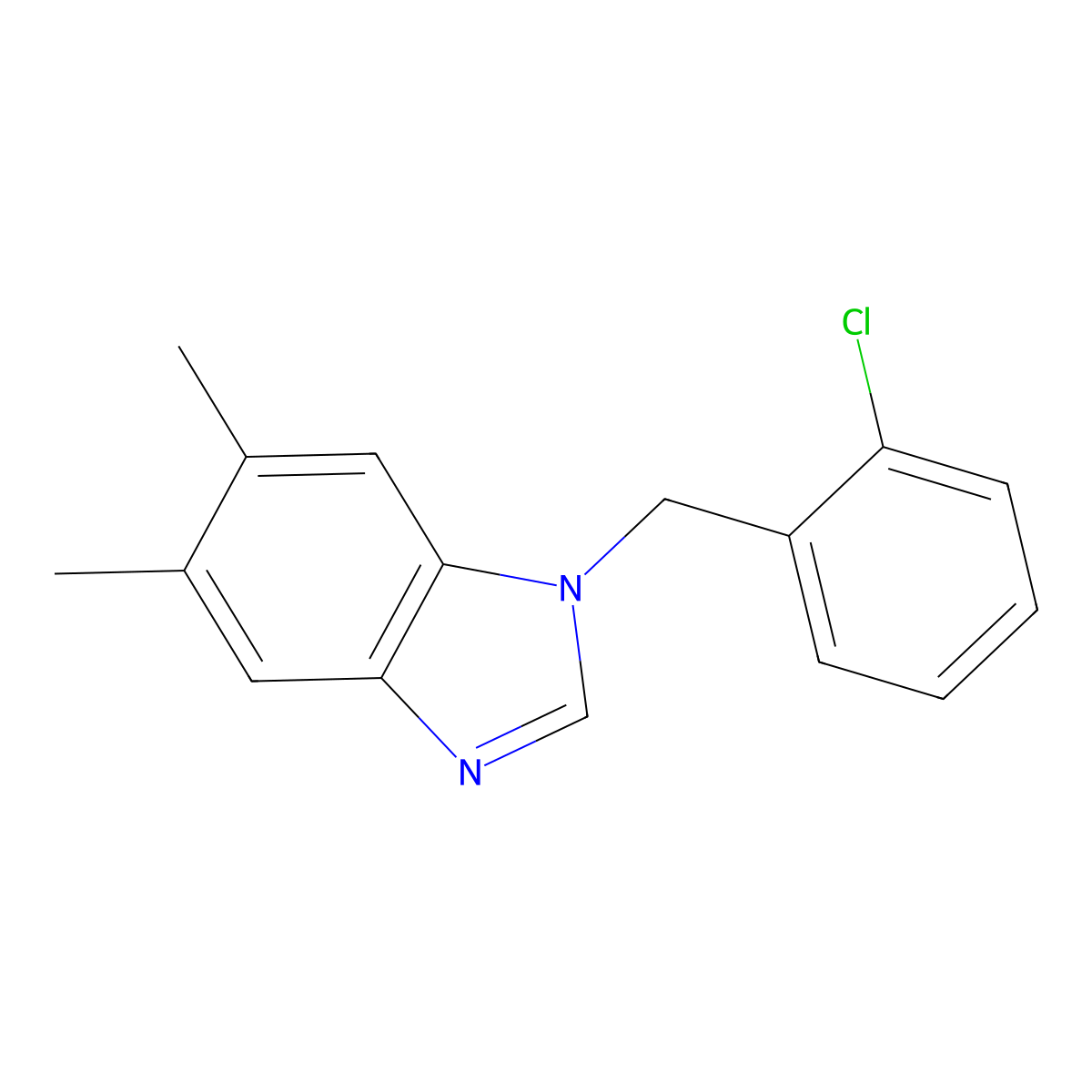 1-(2-chlorobenzyl)-5,6-dimethyl-1H-benzimidazole molecular structure, CAS 141211-37-2
