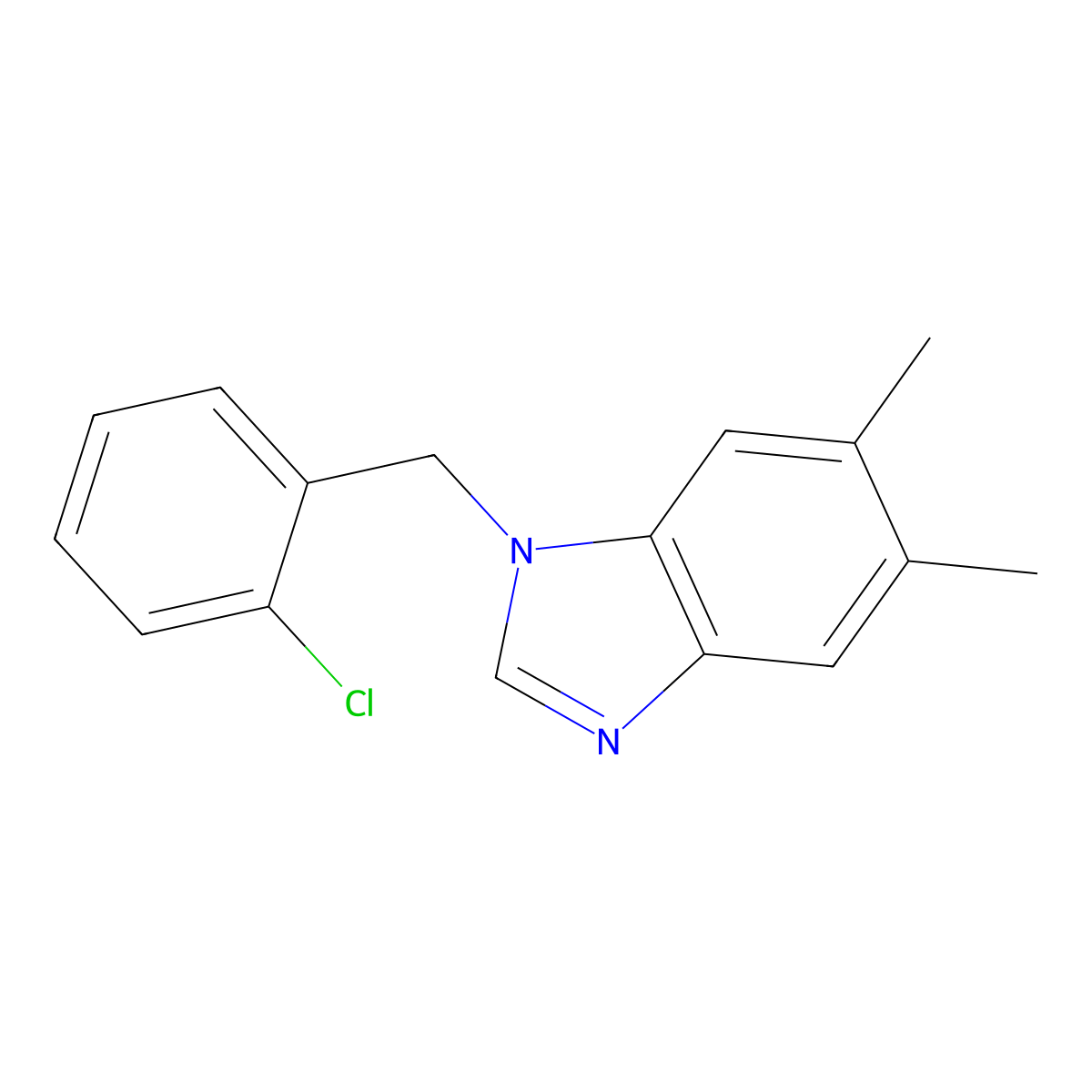1-(2-chlorobenzyl)-5,6-dimethyl-1H-benzimidazole molecular structure, CAS 141211-37-2