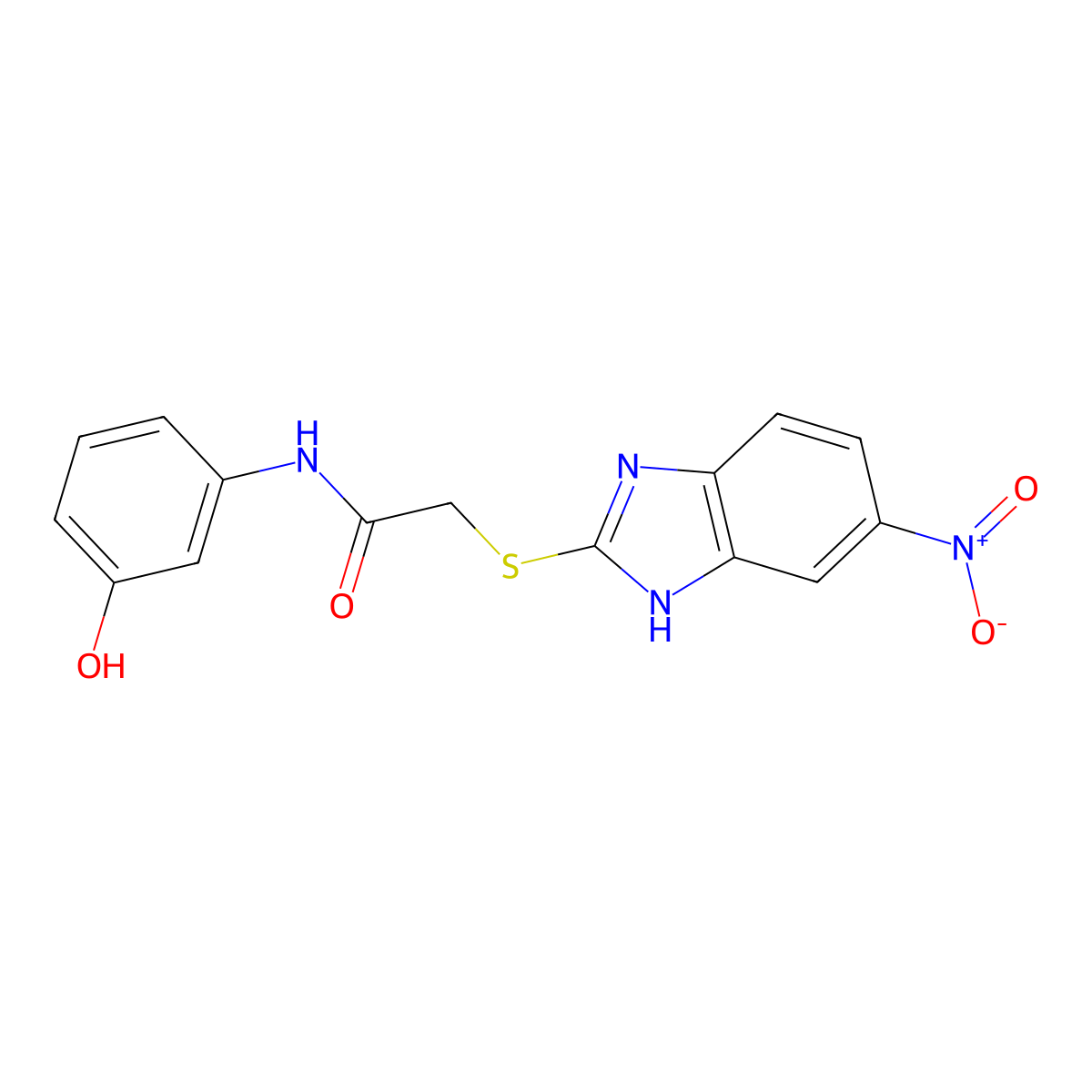 N-(3-hydroxyphenyl)-2-[(6-nitro-1H-1,3-benzodiazol-2-yl)sulfanyl]acetamide molecular structure, CAS 1412209-98-3