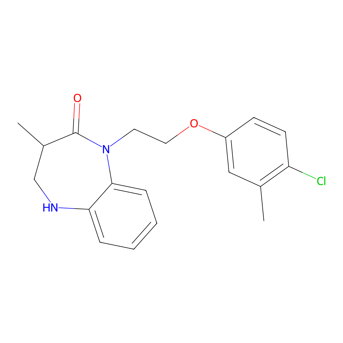 1-(2-(4-chloro-3-methylphenoxy)ethyl)-3-methyl-4,5-dihydro-1H-benzo[b][1,4]diazepin-2(3H)-one molecular structure, CAS 1412223-80-3