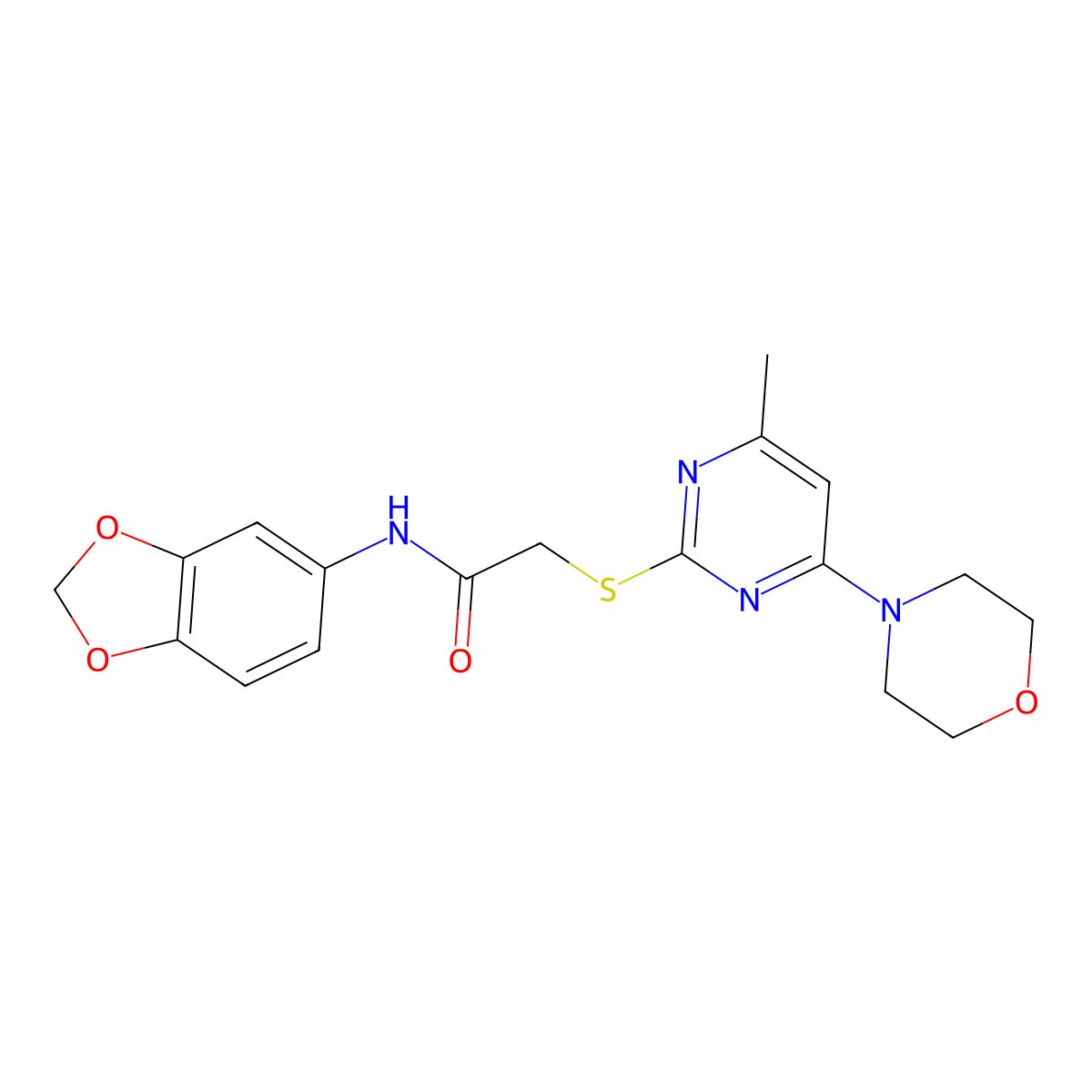 N-(2H-1,3-Benzodioxol-5-YL)-2-{[4-methyl-6-(morpholin-4-YL)pyrimidin-2-YL]sulfanyl}acetamide molecular structure, CAS 1412228-83-1
