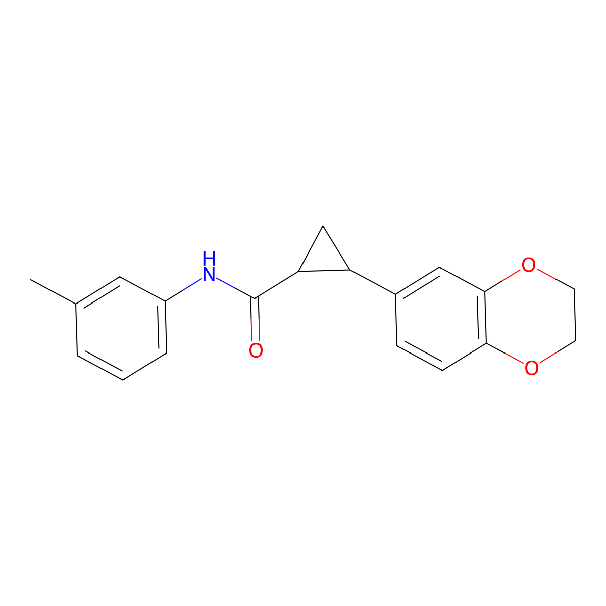 2-(2,3-dihydrobenzo[b][1,4]dioxin-6-yl)-N-(m-tolyl)cyclopropanecarboxamide molecular structure, CAS 1412229-08-3