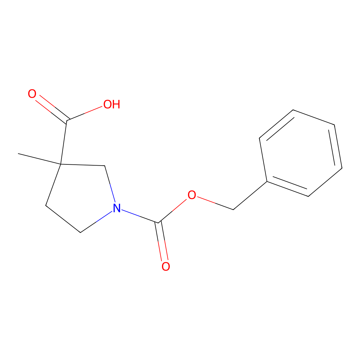 (R)-1-((benzyloxy)carbonyl)-3-methylpyrrolidine-3-carboxylic acid molecular structure, CAS 1412254-17-1