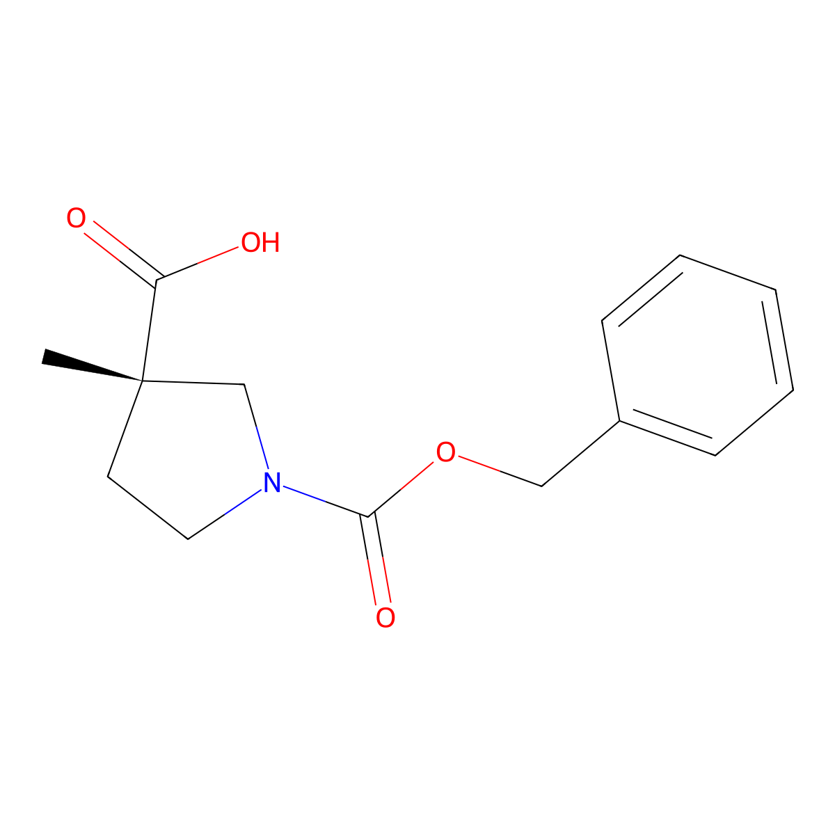 (S)-1-((benzyloxy)carbonyl)-3-methylpyrrolidine-3-carboxylic acid molecular structure, CAS 1412254-20-6