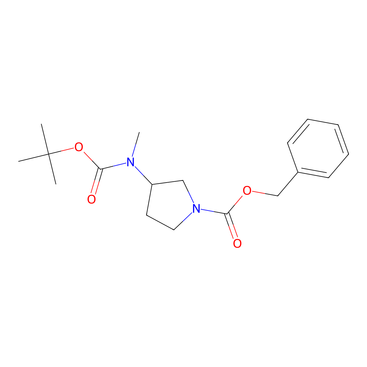 (S)-Benzyl 3-((tert-butoxycarbonyl)(methyl)amino)pyrrolidine-1-carboxylate molecular structure, CAS 1412254-93-3
