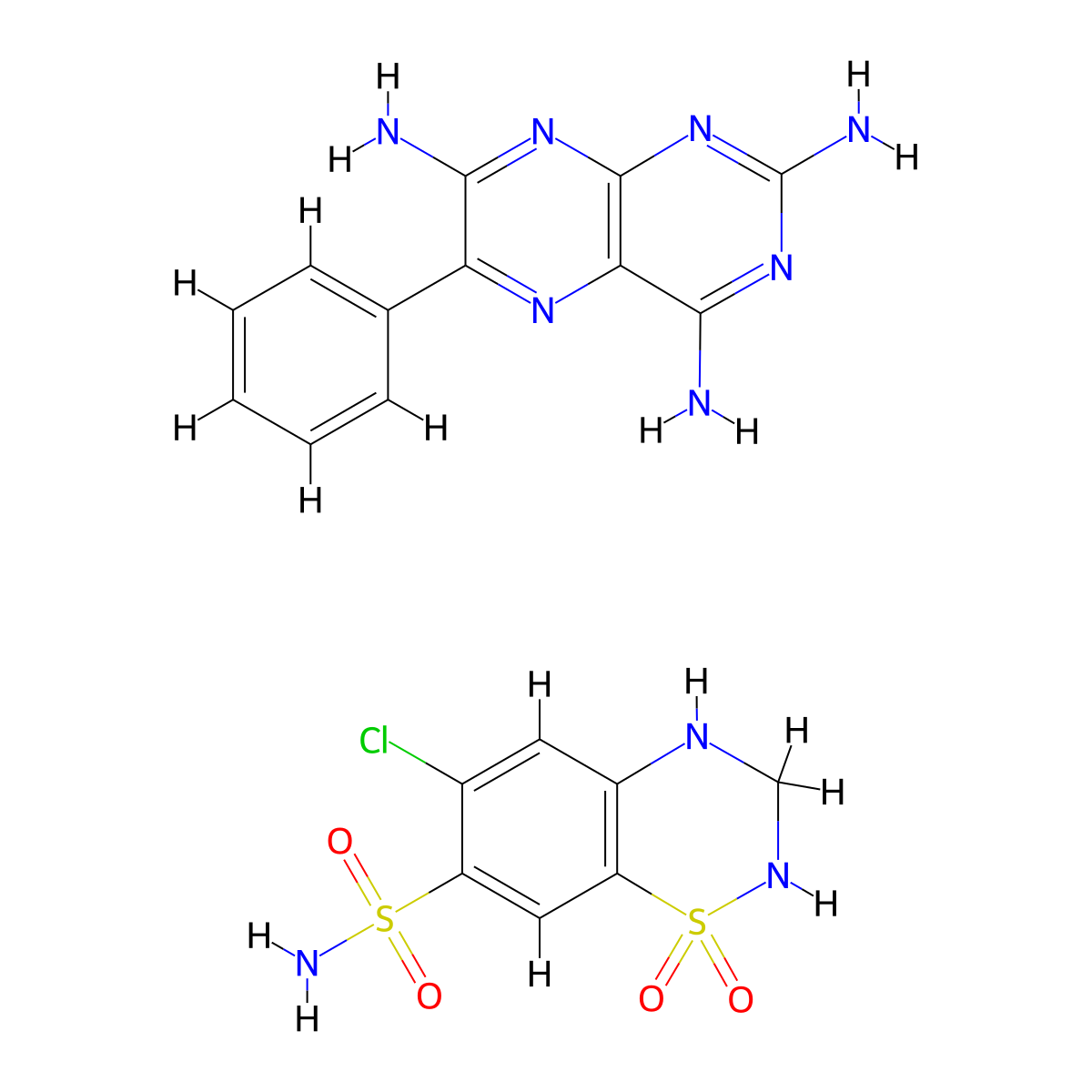 Hydrochlorothiazide; Triamterene molecular structure, CAS 14124-50-6