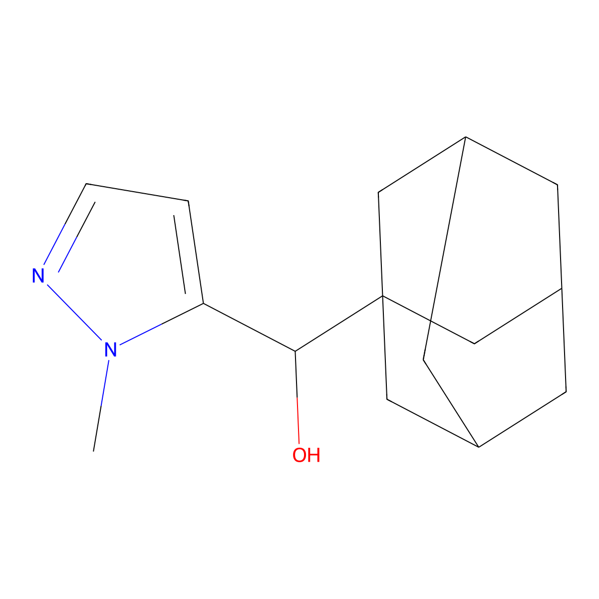adamantan-1-yl(1-methyl-1H-pyrazol-5-yl)methanol molecular structure, CAS 1412434-54-8