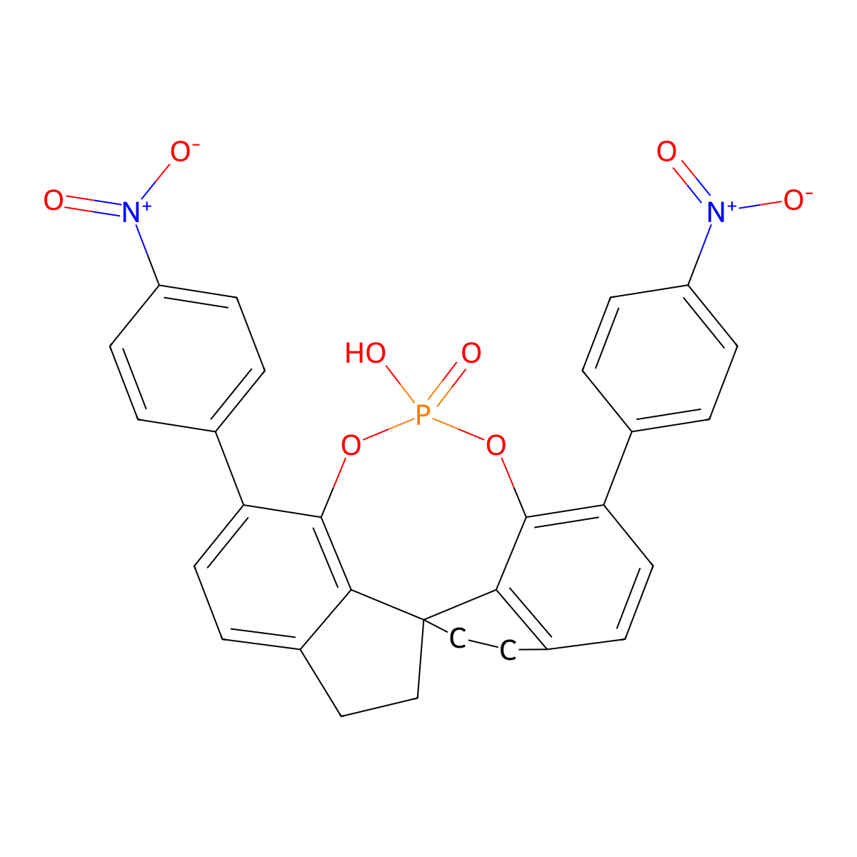 (11aS)-3,7-Bis(4-nitrophenyl)-10,11,12,13-tetrahydro-5-hydroxy-5-oxide-diindeno[7,1-de:1',7'-fg][1,3,2]dioxaphosphocin molecular structure, CAS 1412439-84-9