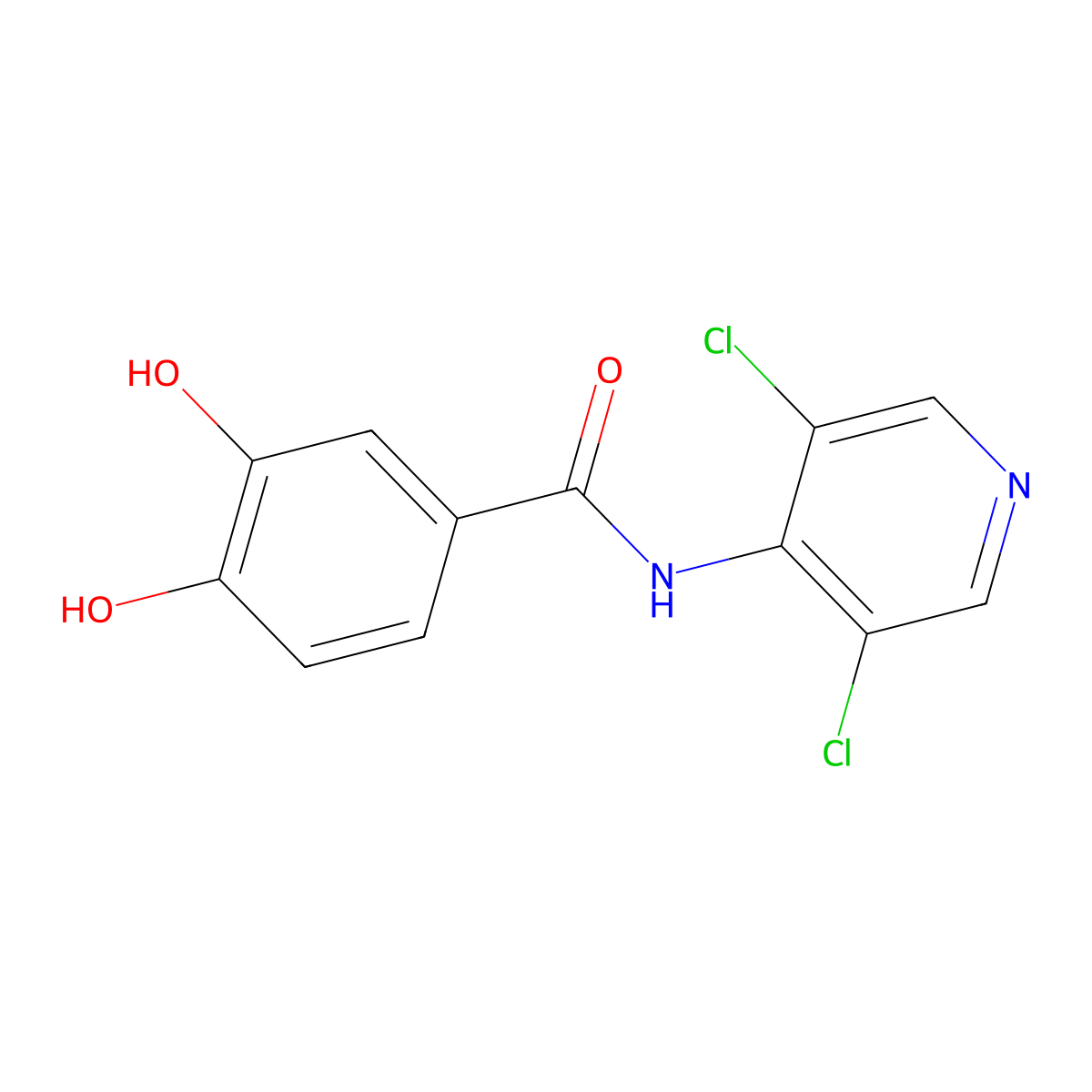 N-(3,5-dichloropyridin-4-yl)-3,4-dihydroxybenzamide molecular structure, CAS 1412448-29-3