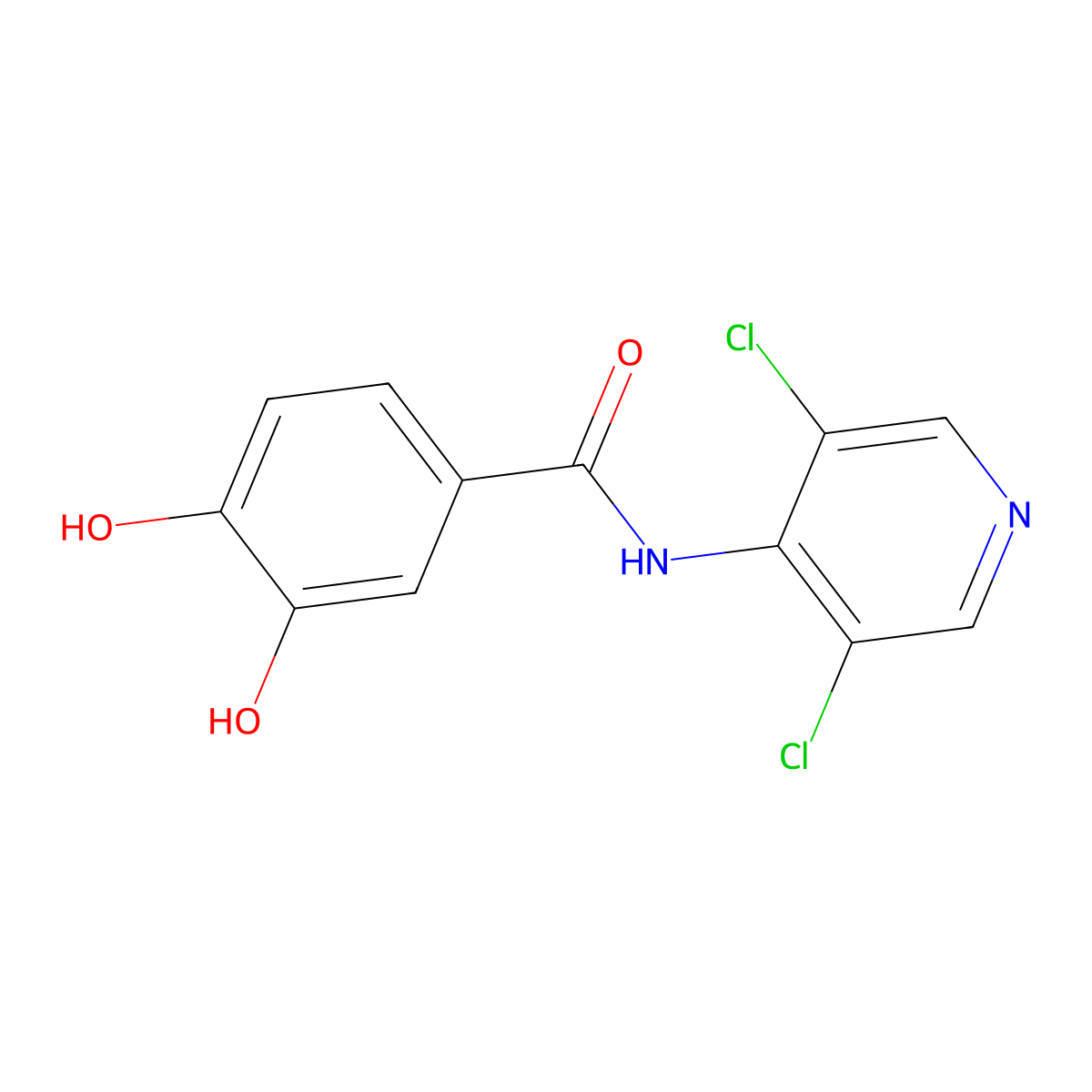 N-(3,5-dichloropyridin-4-yl)-3,4-dihydroxybenzamide molecular structure, CAS 1412448-29-3