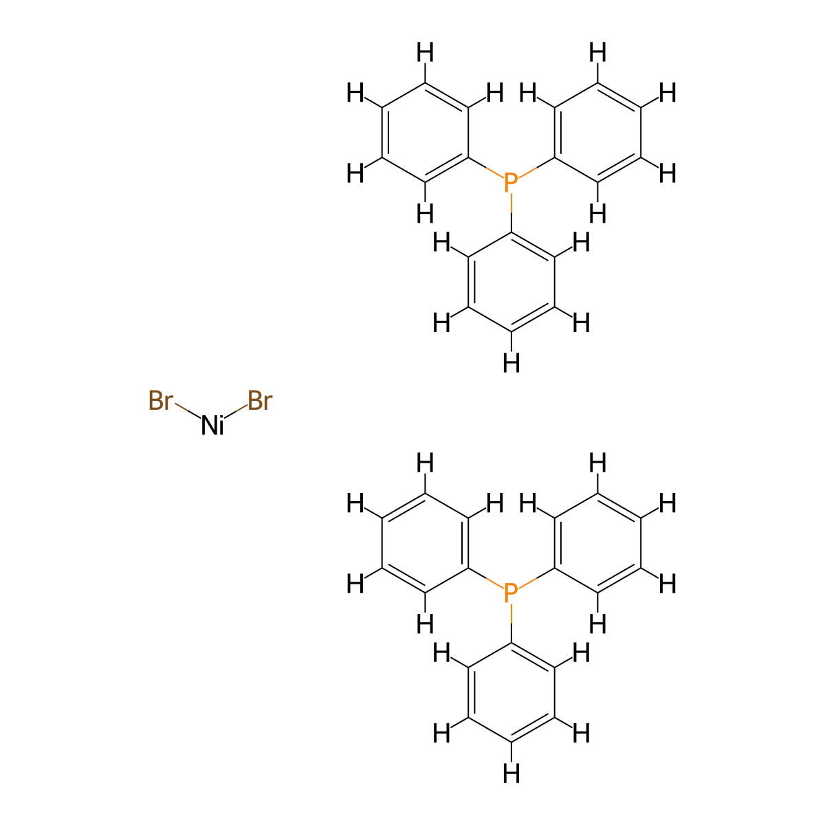 Nickel(II) bromide bis(triphenylphosphine) molecular structure, CAS 14126-37-5