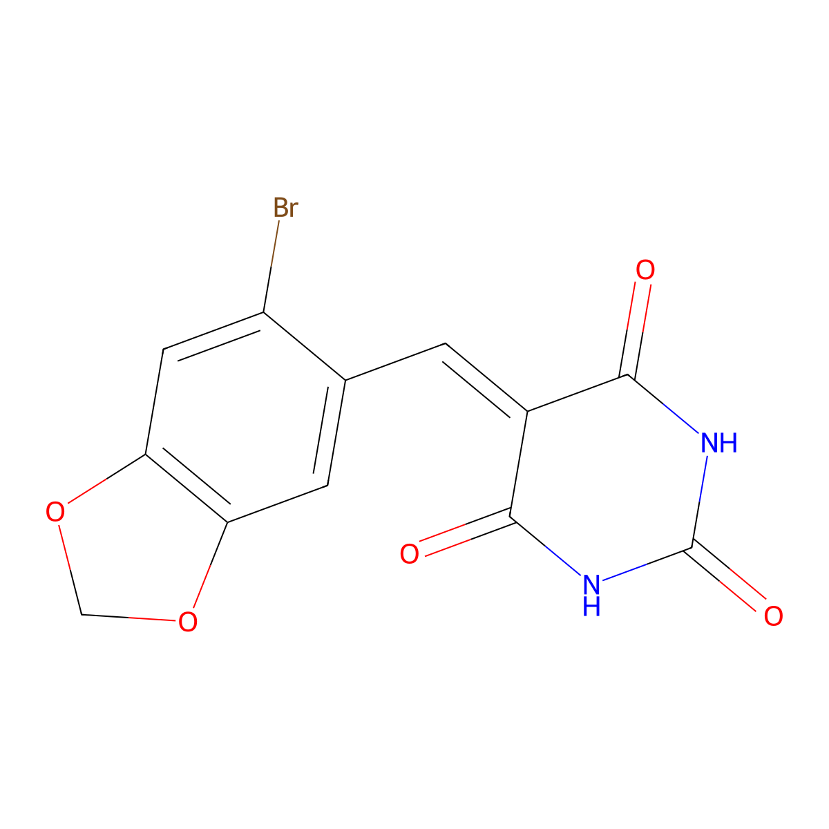 5-[(6-bromo-1,3-benzodioxol-5-yl)methylene]-2,4,6(1H,3H,5H)-pyrimidinetrione molecular structure, CAS 141266-46-8