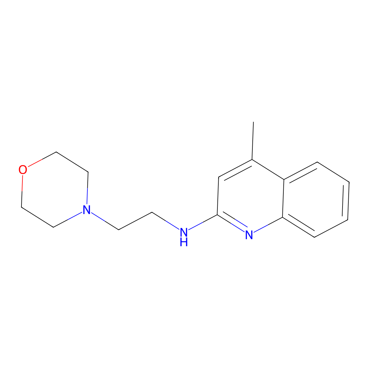 4-methyl-N-(2-morpholin-4-ylethyl)quinolin-2-amine molecular structure, CAS 141268-13-5