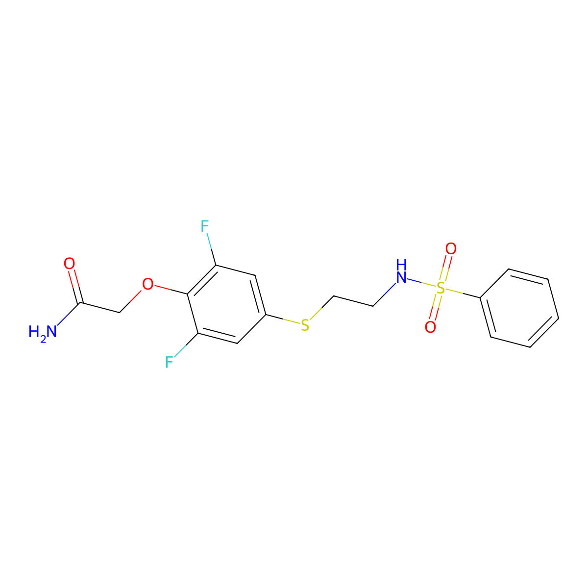 4-(2-(Phenylsulfonylamino)ethylthio)-2,6-difluorophenoxyacetamide molecular structure, CAS 141286-78-4