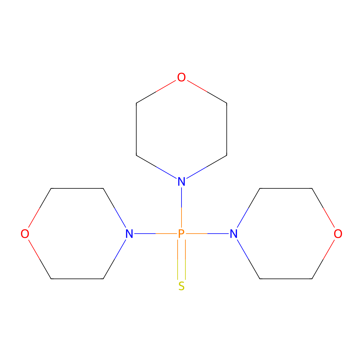 Morpholine, 4,4',4''-phosphinothioyldynetris- molecular structure, CAS 14129-98-7