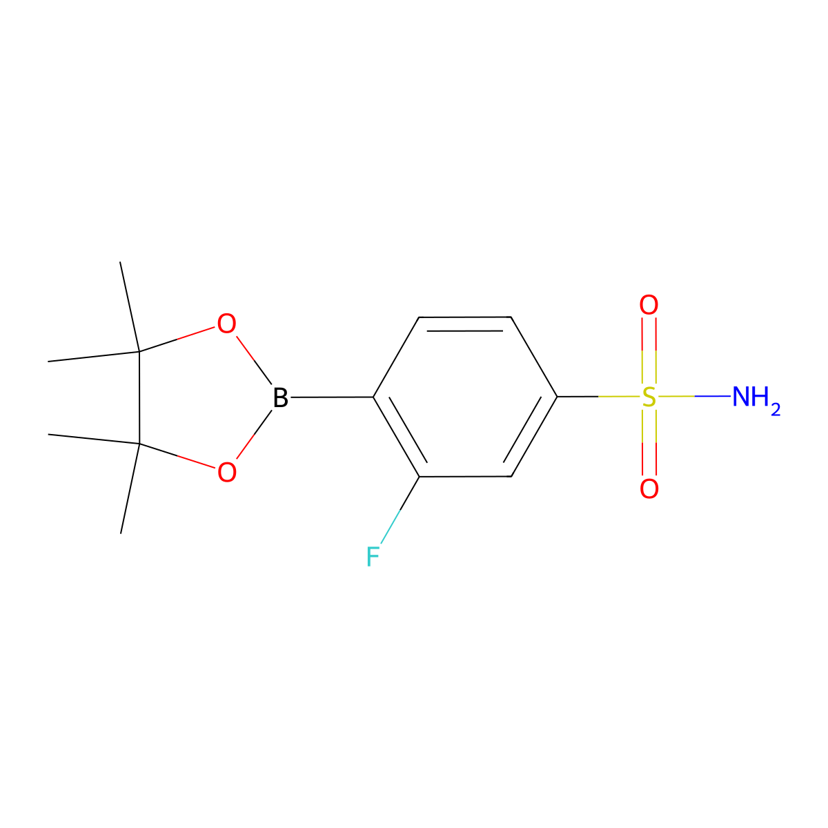 3-Fluoro-4-(4,4,5,5-tetramethyl-1,3,2-dioxaborolan-2-yl)benzenesulfonamide molecular structure, CAS 1412905-35-1