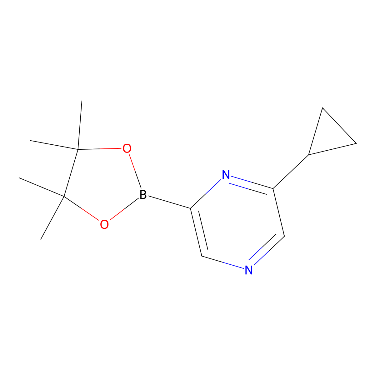 2-Cyclopropyl-6-(4,4,5,5-tetramethyl-1,3,2-dioxaborolan-2-yl)pyrazine molecular structure, CAS 1412905-41-9