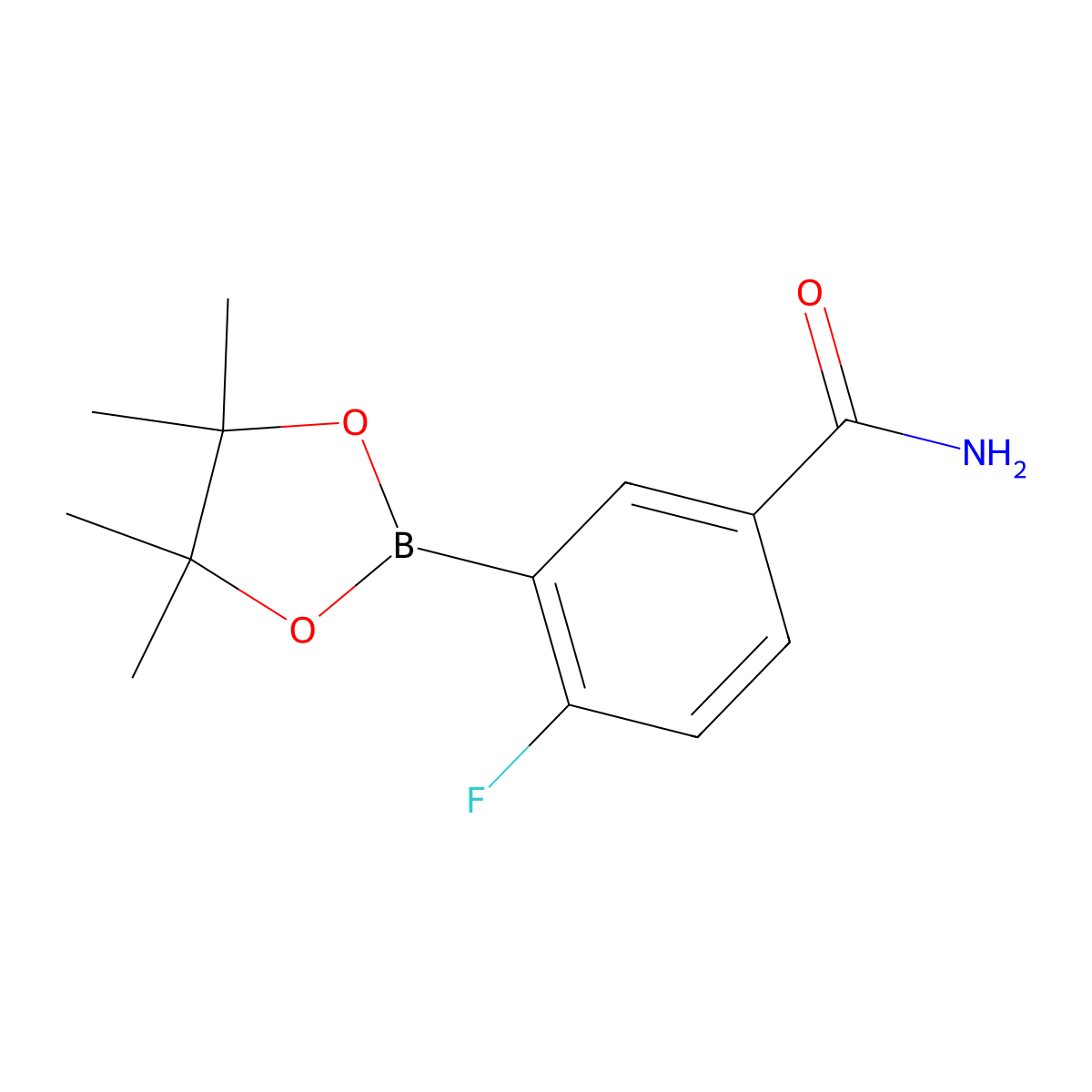 4-Fluoro-3-(4,4,5,5-tetramethyl-1,3,2-dioxaborolan-2-YL)benzamide molecular structure, CAS 1412905-42-0