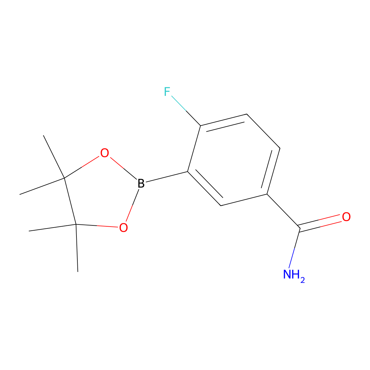 4-Fluoro-3-(4,4,5,5-tetramethyl-1,3,2-dioxaborolan-2-YL)benzamide molecular structure, CAS 1412905-42-0