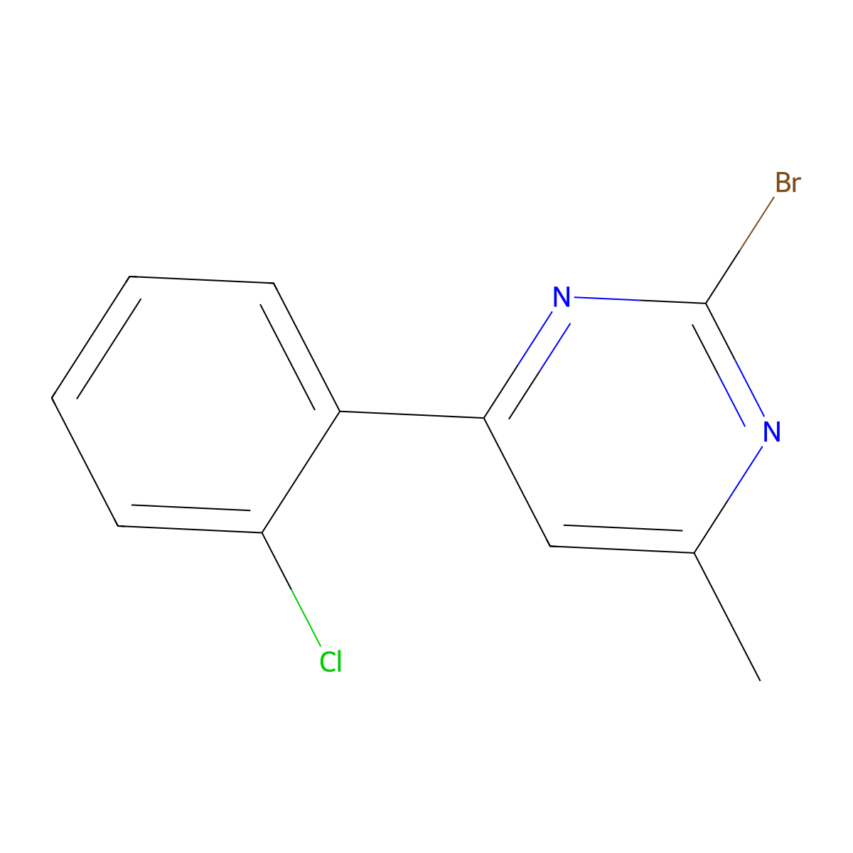 2-Bromo-4-(2-chlorophenyl)-6-methylpyrimidine molecular structure, CAS 1412952-89-6
