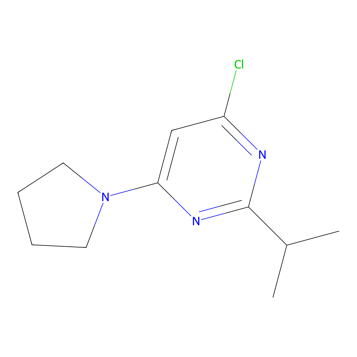4-Chloro-2-(iso-propyl)-6-(pyrrolidin-1-yl)pyrimidine molecular structure, CAS 1412952-94-3