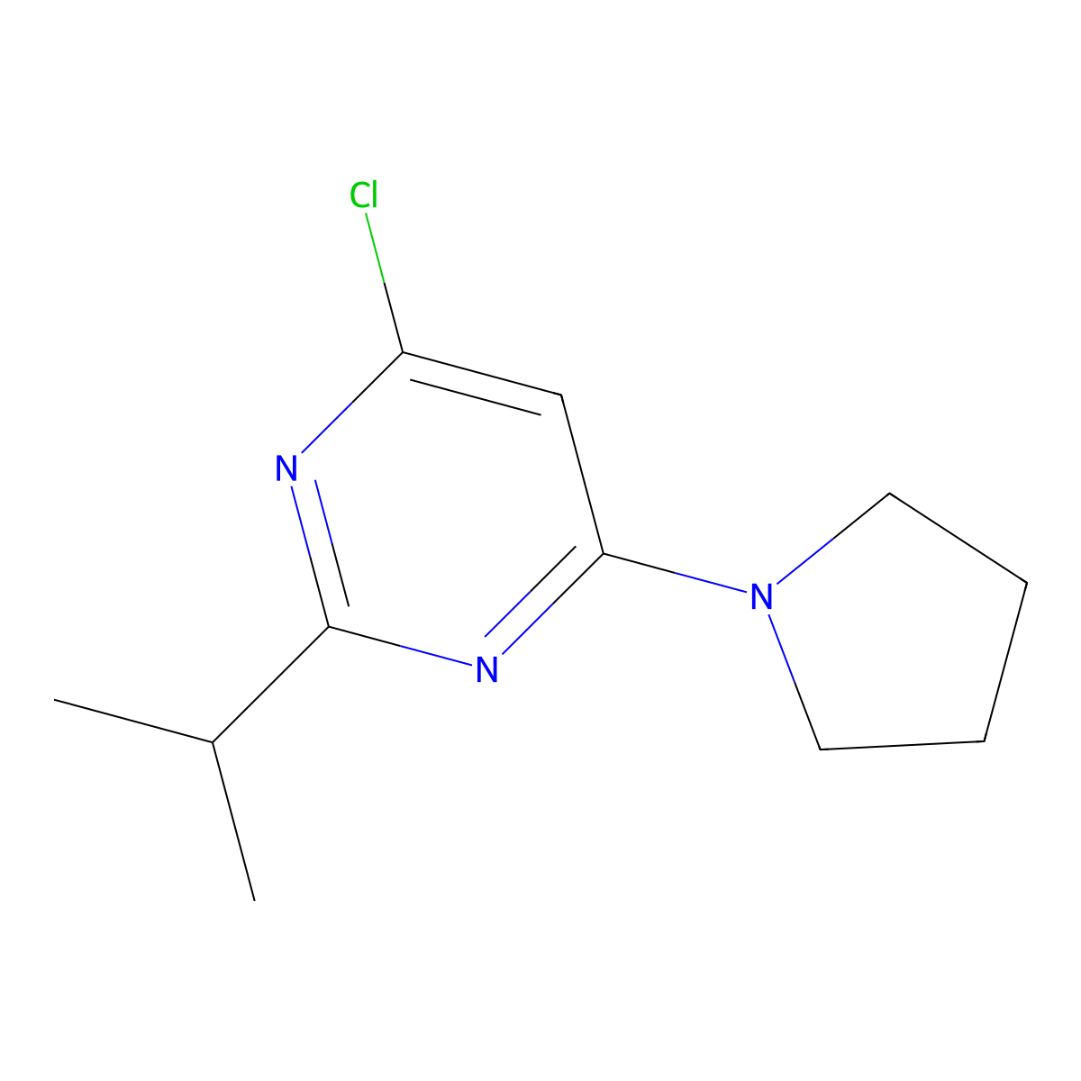 4-Chloro-2-(iso-propyl)-6-(pyrrolidin-1-yl)pyrimidine molecular structure, CAS 1412952-94-3