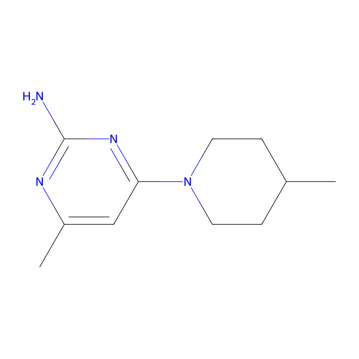2-Amino-4-(4-methylpiperidin-1-yl)-6-methylpyrimidine molecular structure, CAS 1412952-95-4