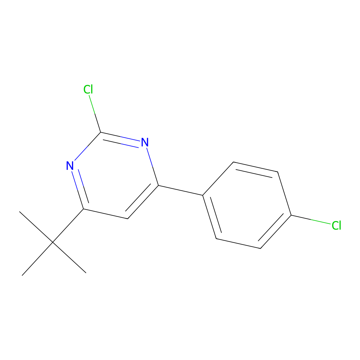 2-Chloro-4-(4-chlorophenyl)-6-(tert-butyl)pyrimidine molecular structure, CAS 1412953-02-6