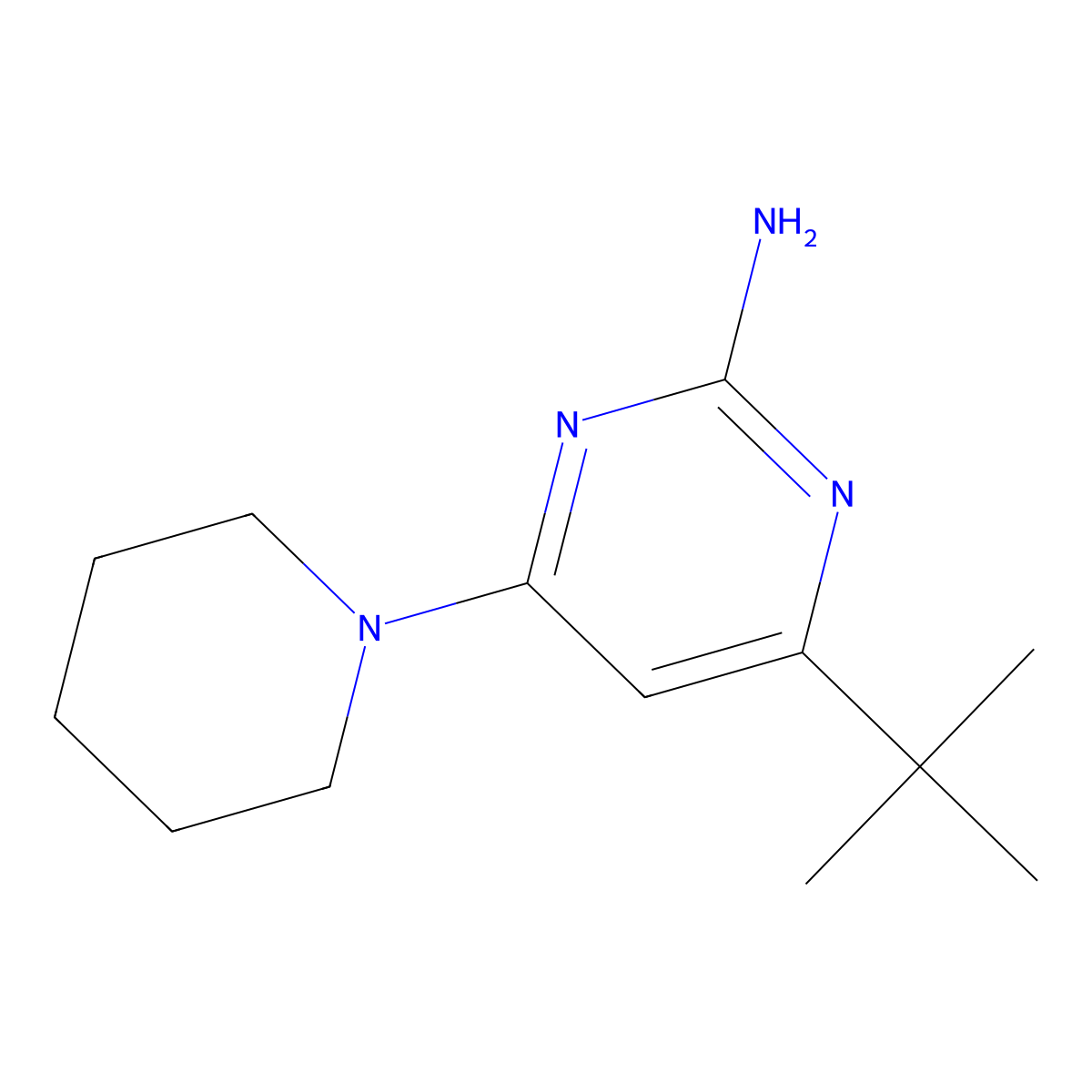 2-Amino-4-(piperidin-1-yl)-6-(tert-butyl)pyrimidine molecular structure, CAS 1412953-18-4