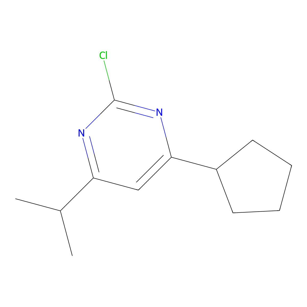 2-Chloro-4-cyclopentyl-6-(propan-2-yl)pyrimidine molecular structure, CAS 1412953-28-6