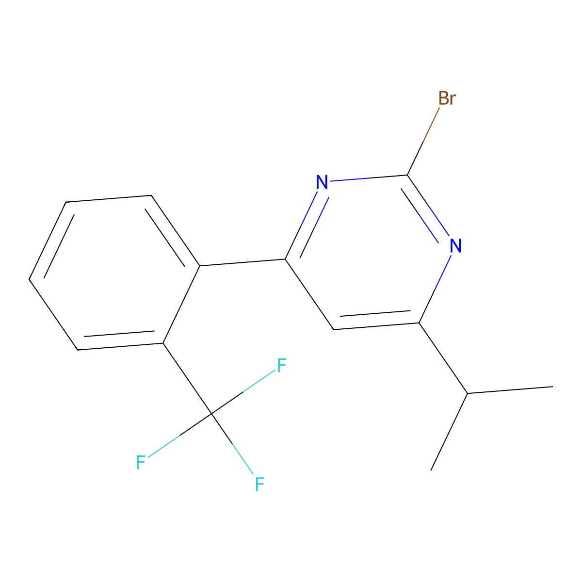 2-Bromo-4-(2-trifluoromethylphenyl)-6-(iso-propyl)pyrimidine molecular structure, CAS 1412953-29-7