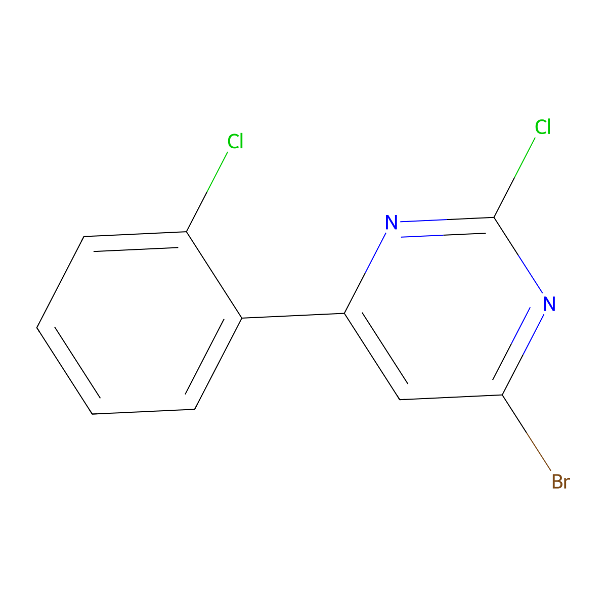 2-Chloro-4-bromo-6-(2-chlorophenyl)pyrimidine molecular structure, CAS 1412953-32-2