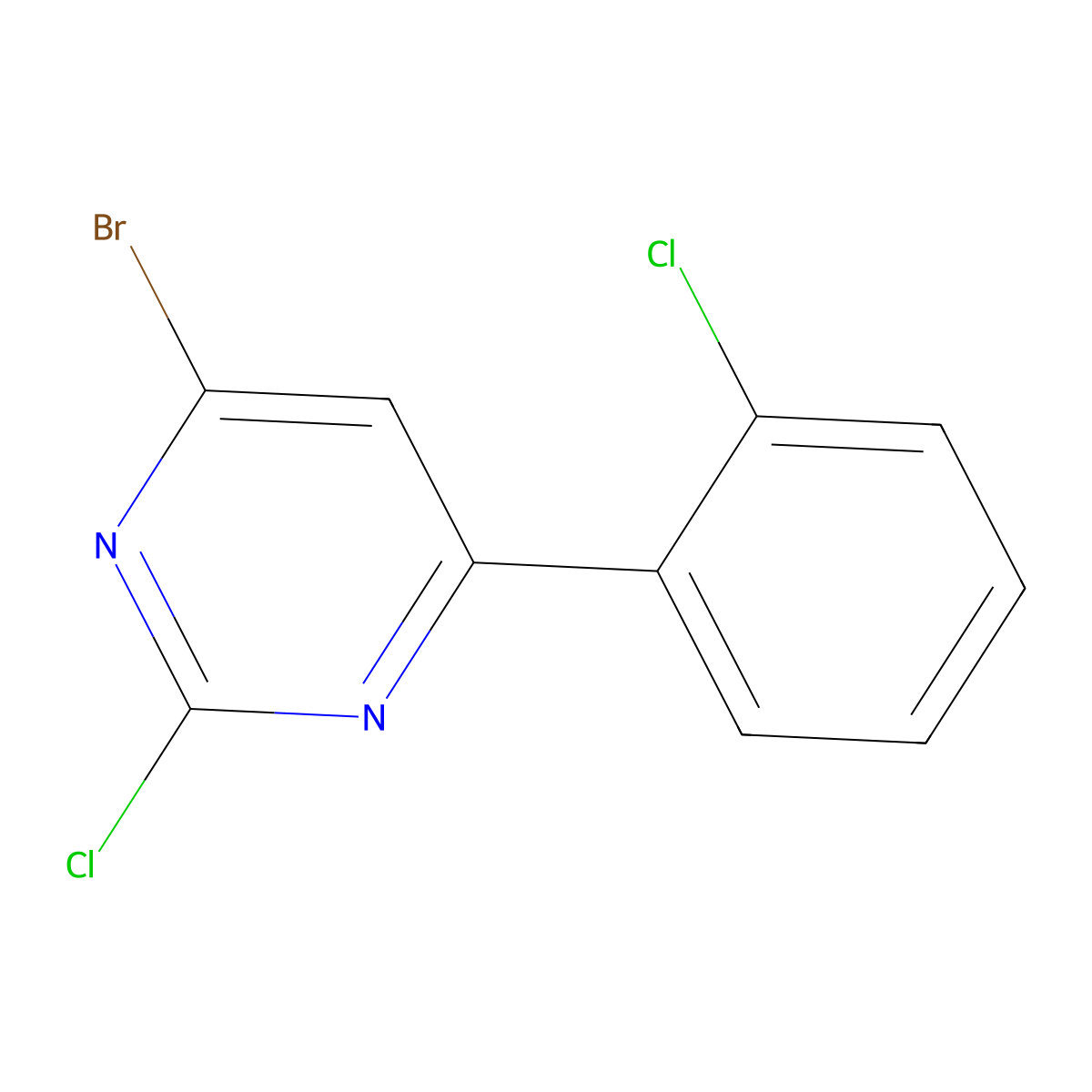 2-Chloro-4-bromo-6-(2-chlorophenyl)pyrimidine molecular structure, CAS 1412953-32-2