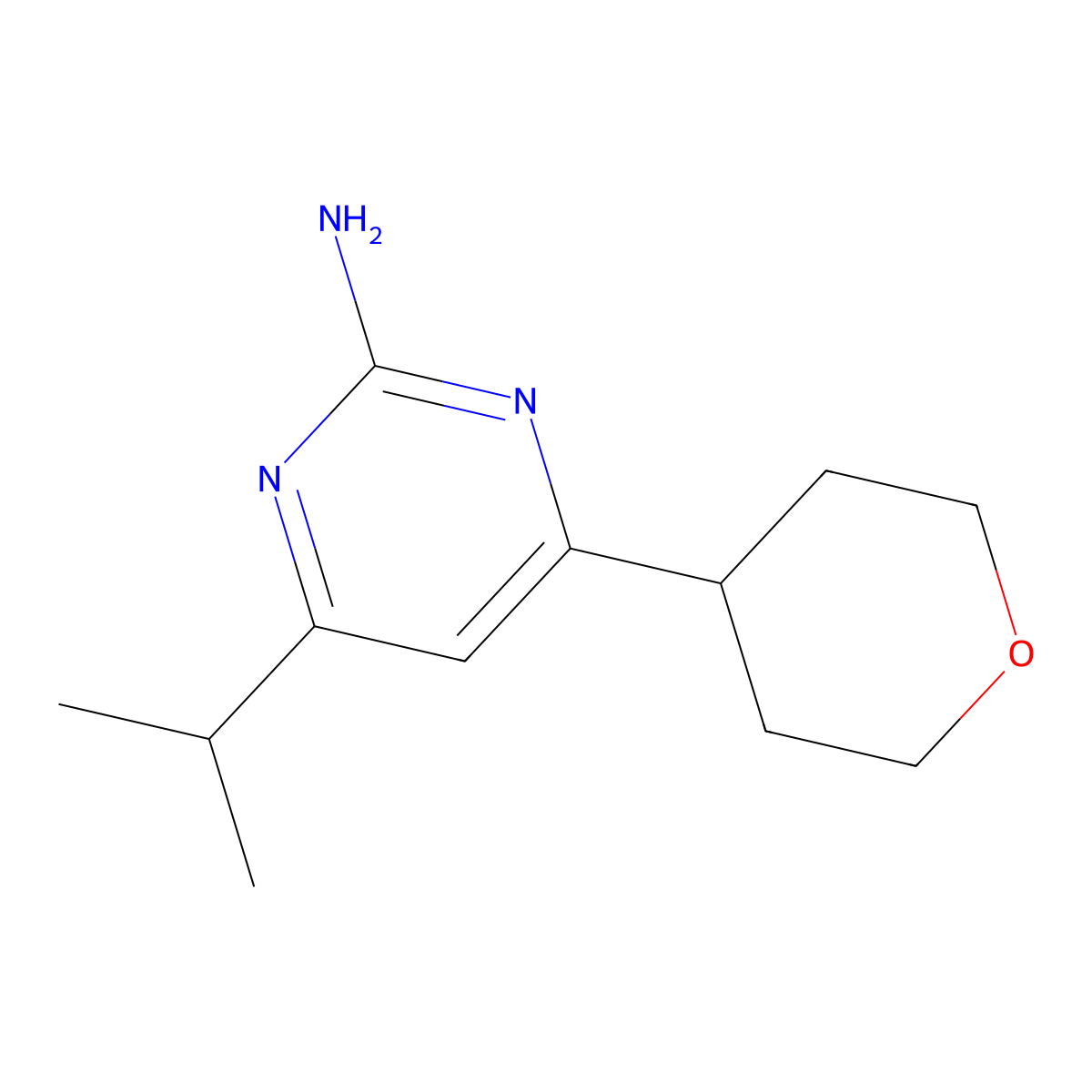 2-Amino-4-(4-tetrahydropyranyl)-6-(iso-propyl)pyrimidine molecular structure, CAS 1412953-34-4